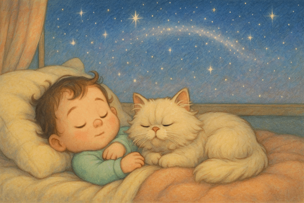 Luna und das Flüstern der Sterne - Illustration zur gute nacht geschichte