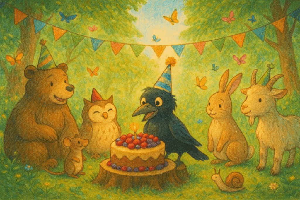 Flinki feiert Geburtstag - illustration zur gute nacht geschichte