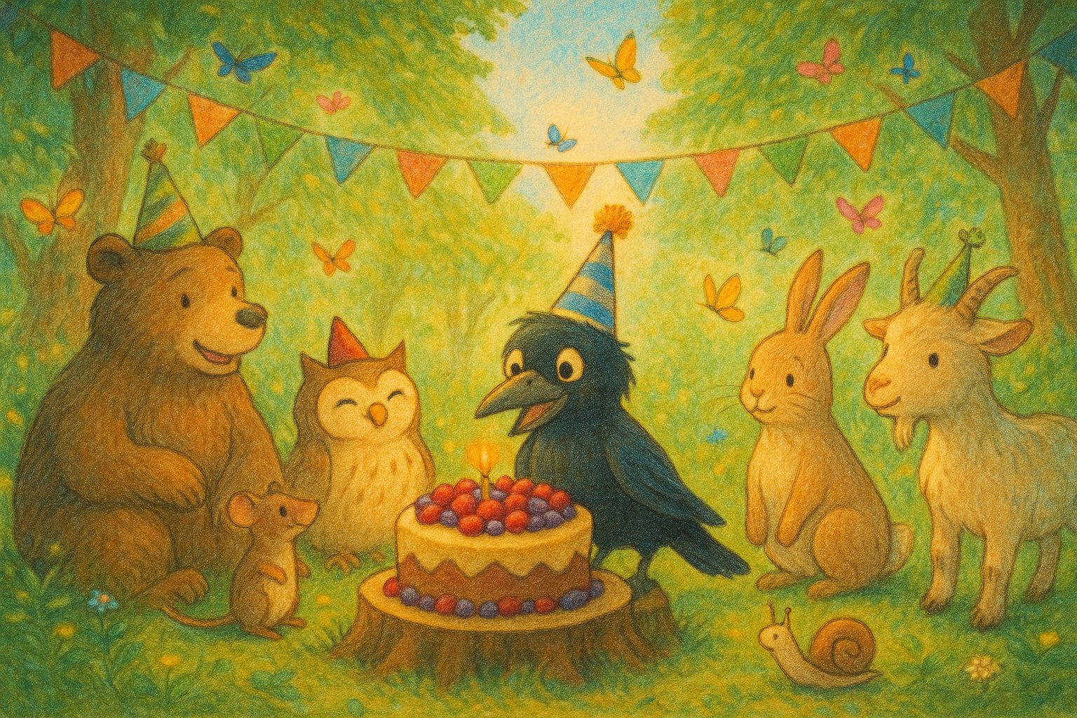 Flinki feiert Geburtstag - illustration zur gute nacht geschichte