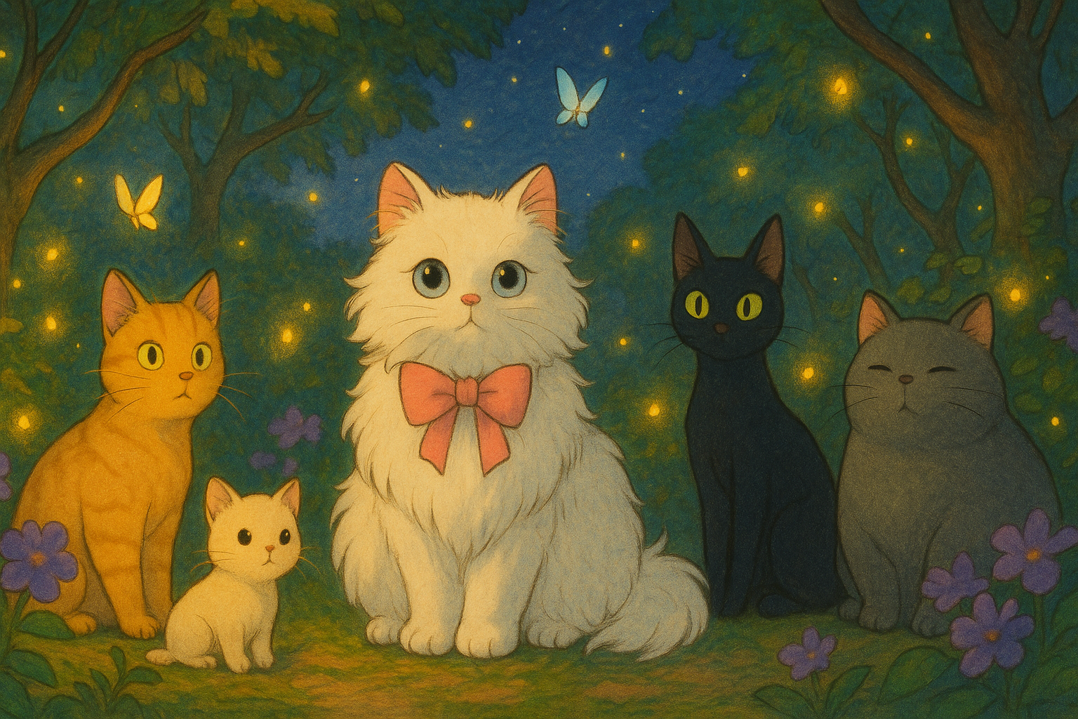 Bobo und die Katzenbande - Illustration zur guten Nacht Geschichte